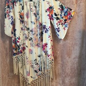 Floral Fringe Kimono
